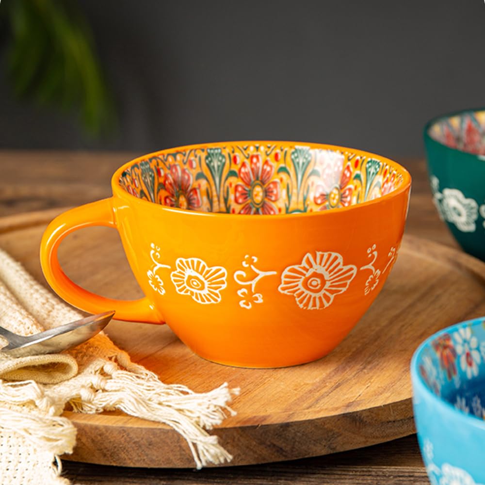 Taza JINNTHE bohemia pintada exterior, ideal para té y ritual diario.