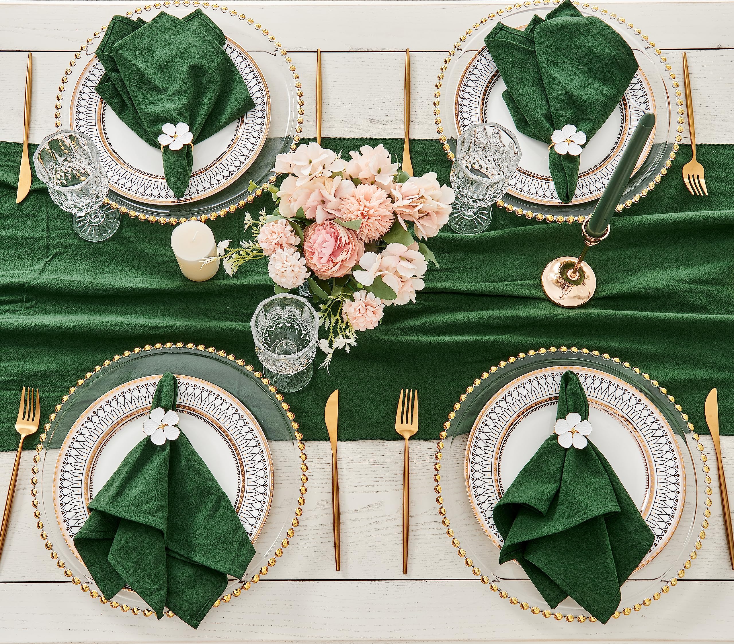 JINVASE, material algodón-lino natural, tacto suave para mesa diaria y eventos.