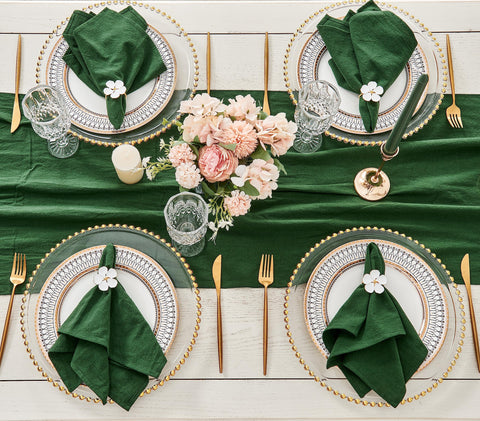JINVASE, material algodón-lino natural, tacto suave para mesa diaria y eventos.