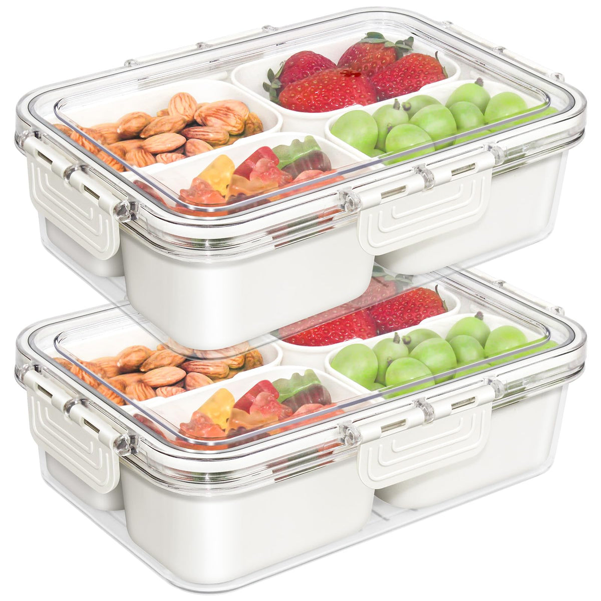 Caja JINZORE para meriendas con 4 compartimentos y tapa