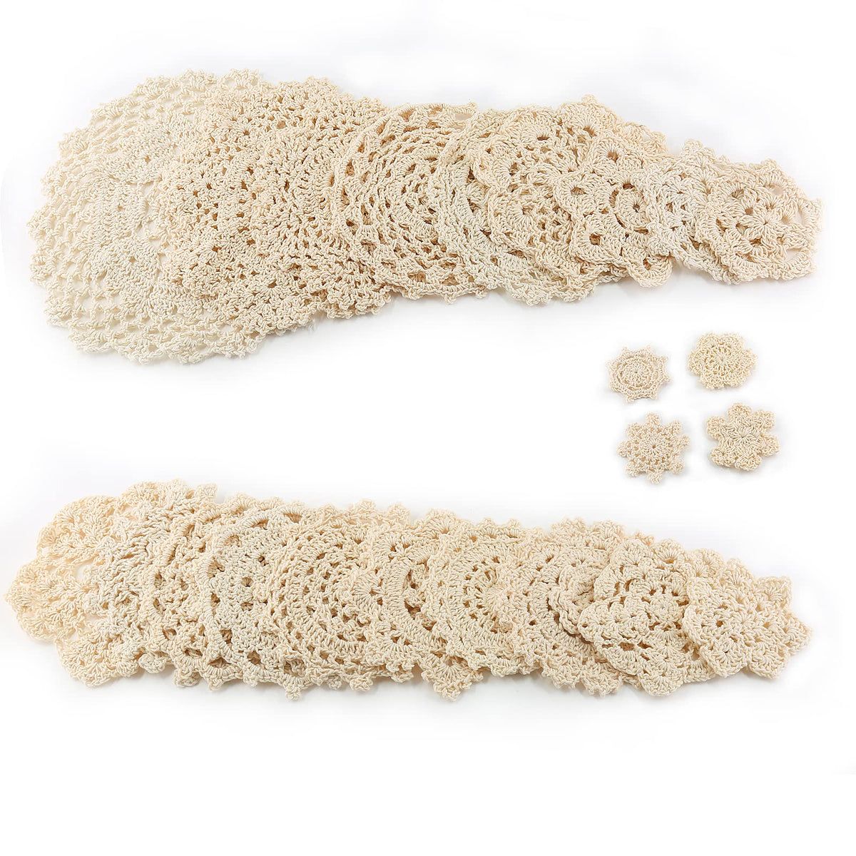 Mantelitos de encaje beige de Jiozermi, conjunto de 24, ideal para decorar y proteger la mesa.