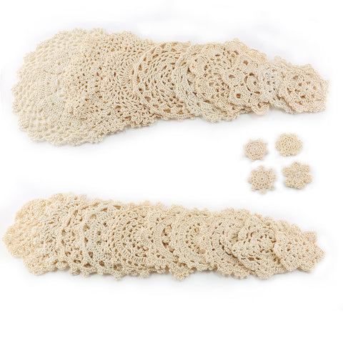 Mantelitos de encaje beige de Jiozermi, conjunto de 24, ideal para decorar y proteger la mesa.