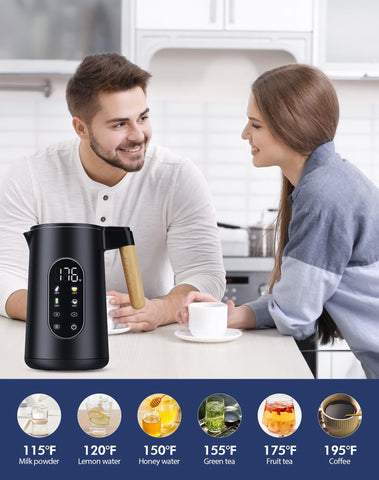 Pantalla digital del hervidor JIPPCL para ajustar temperatura con precisión.