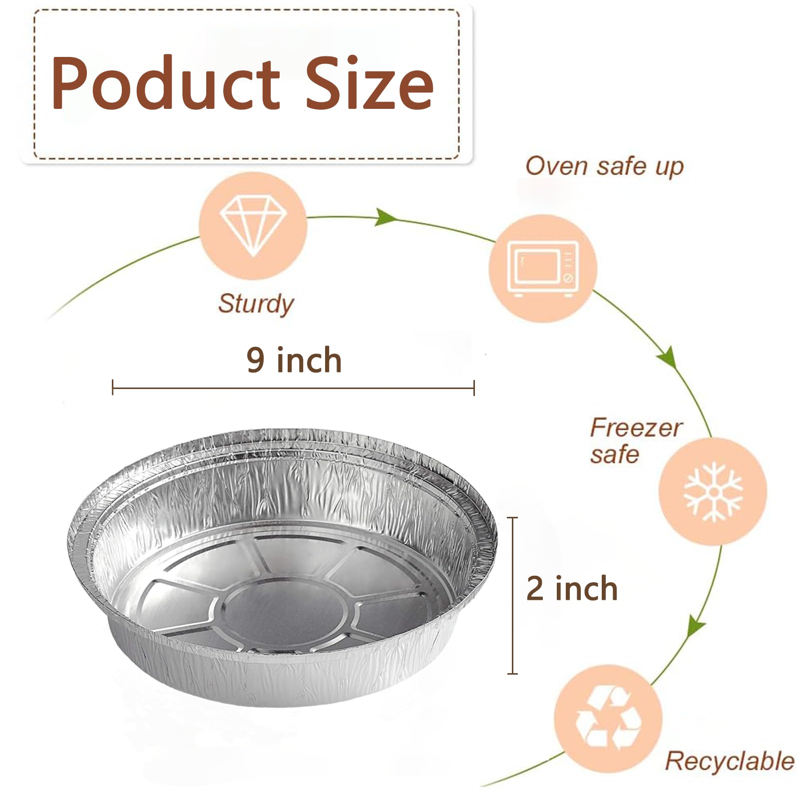 JIUMO bandeja aluminio desechable 9 pulgadas ideal para picnic