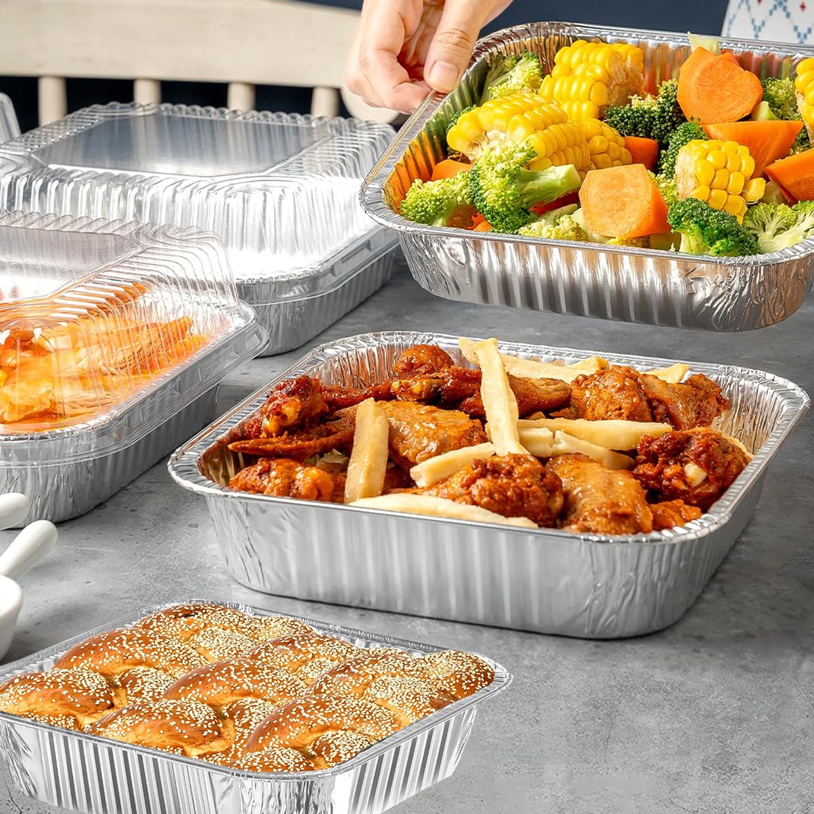 Bandejas de aluminio JIUMO aptas para congelar y conservar sabores.
