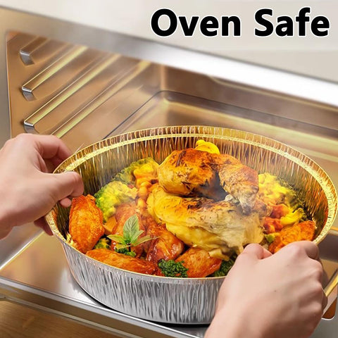 JIUMO pan aluminio desechable 9 pulgadas para recalentar sobras
