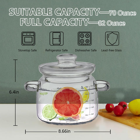 Olla jjojcll de borosilicato, cristal transparente para observar cocción sin destapar