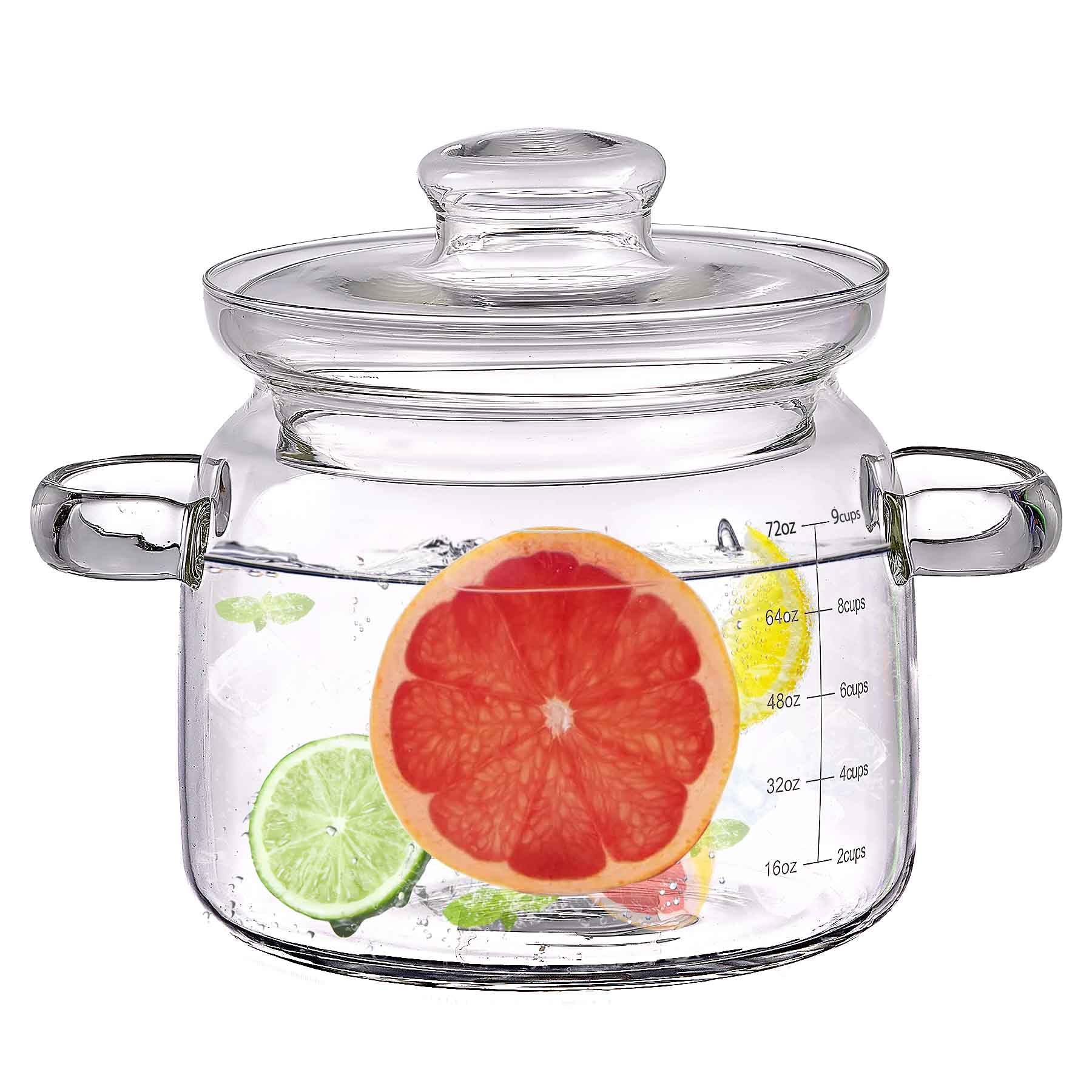 Olla jjojcll 2.3L con tapa, clara para vigilar la cocción al instante