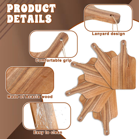 Tabla JJUNW de acacia con asa para presentar charcutería.