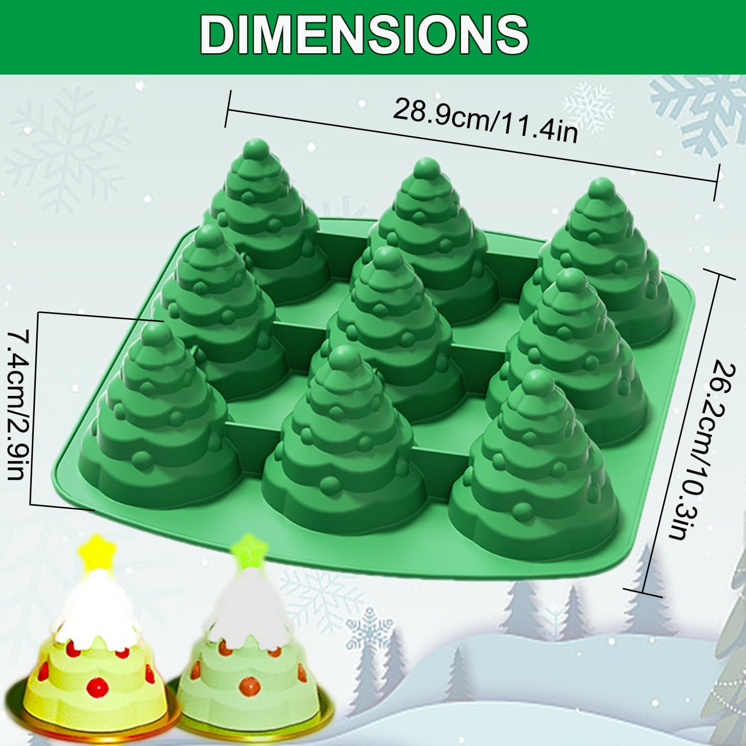 Molde JJzxwish árbol Navidad silicona para chocolate y dulces