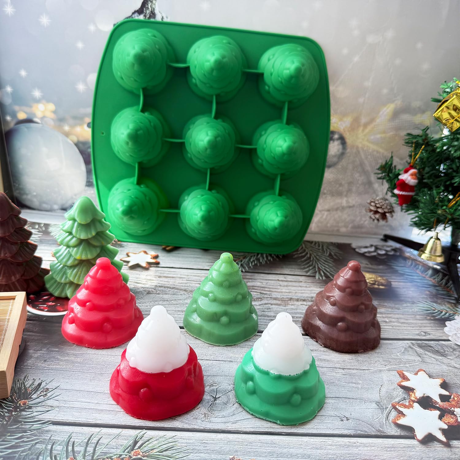 Molde JJzxwish árbol Navidad silicona para decoraciones navideñas creativas