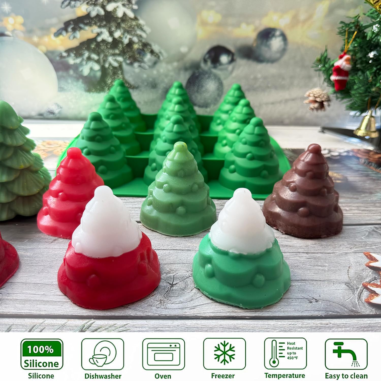Molde JJzxwish árbol Navidad silicona para jabón artesanal