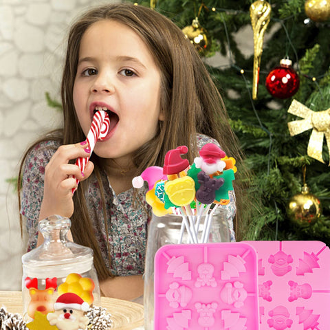 Moldes JJzxwish para piruletas en forma de árbol navideño, perfectos para fiestas.