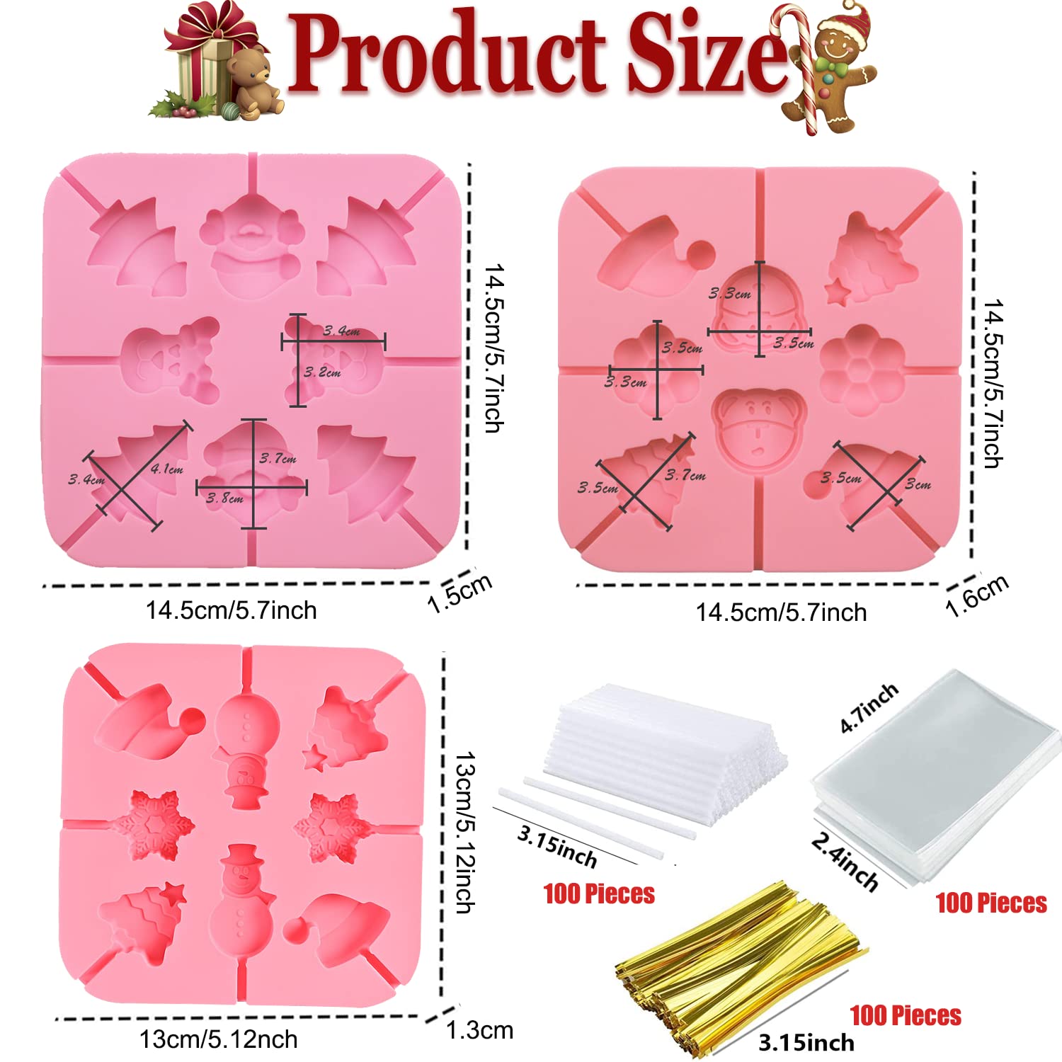 Moldes JJzxwish para piruletas de Santa Claus, ideas festivas fáciles.