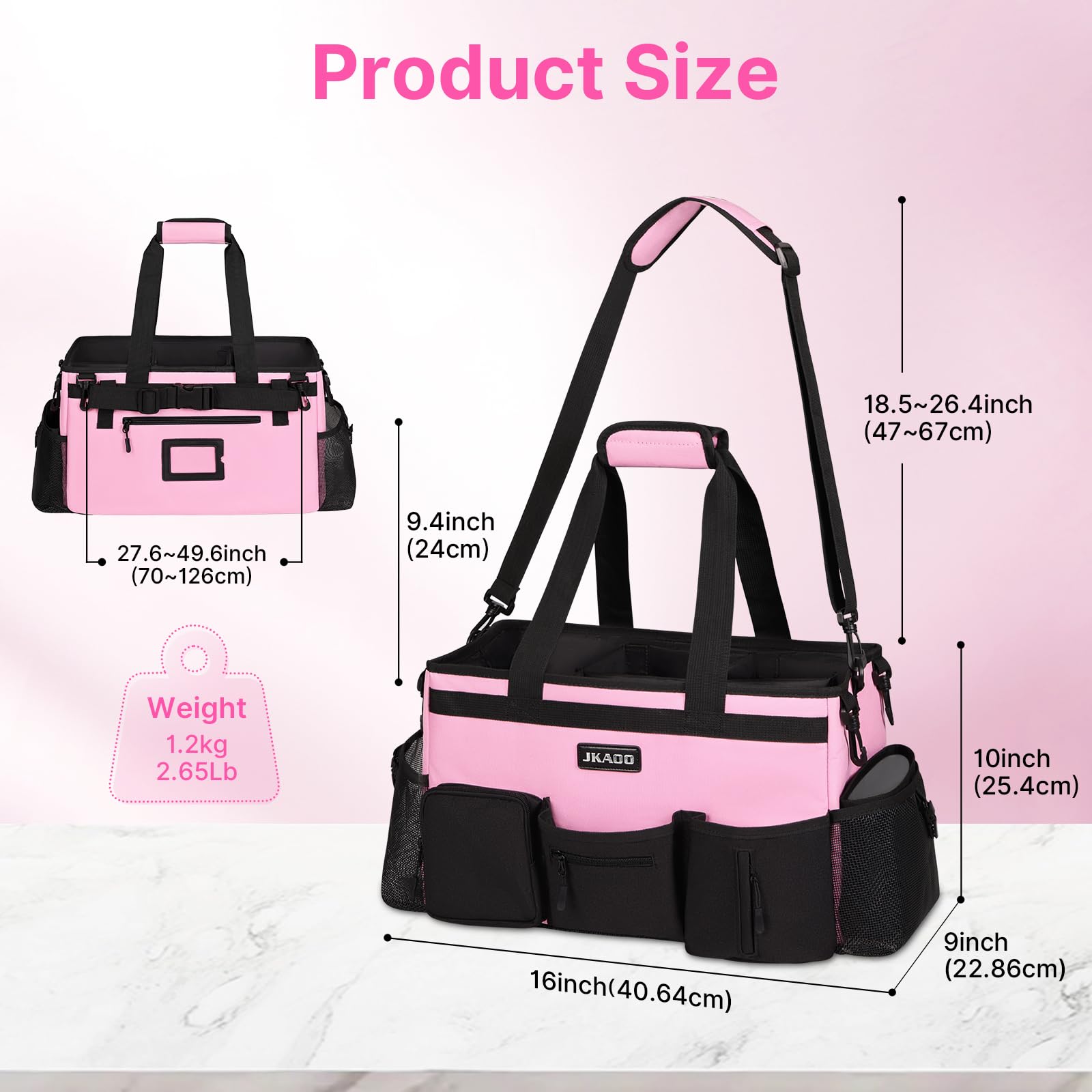 JKAOO bolsa rosa con correa ajustable para el hombro cómodo
