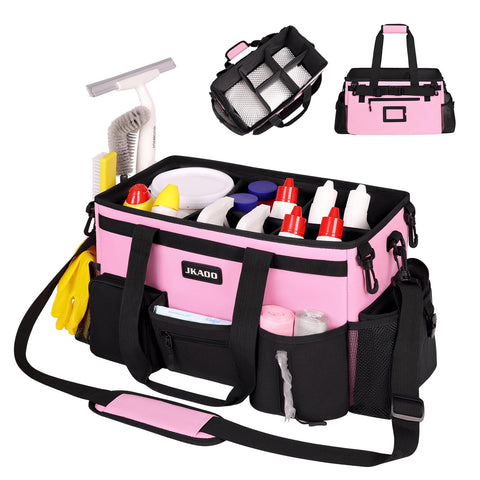JKAOO bolsa de limpieza rosa sostenida por la mano para transporte diario
