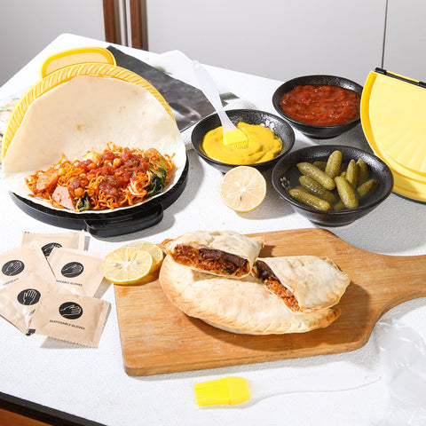 Jkooewm Sellador de tortilla con guantes desechables para una cocina limpia.