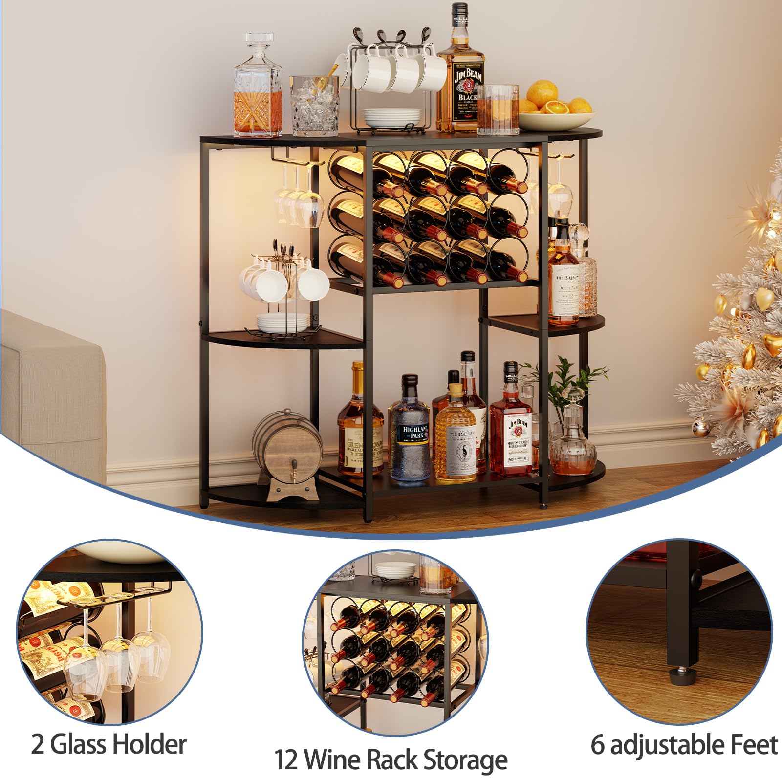 Almacenamiento para 12 botellas y organización fácil en JKsmart