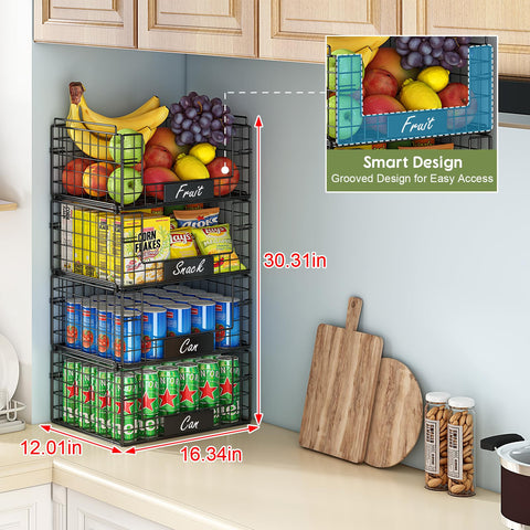 Cestas JKsmart para frutas y verduras con placas de nombre para identificar.