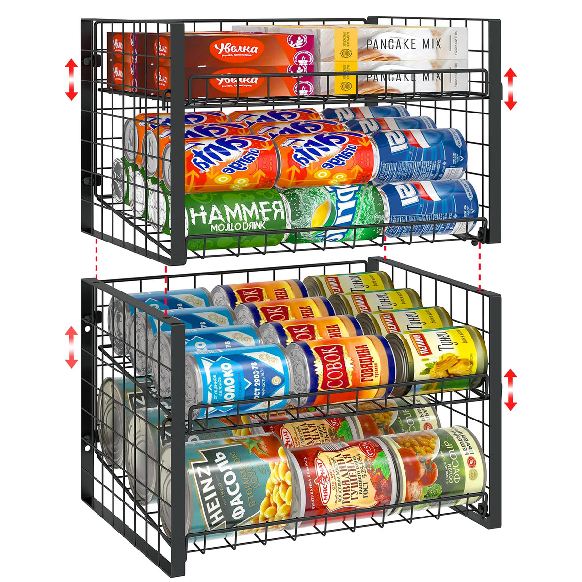 JKsmart organizador de latas de dos niveles para despensa, ahorro de espacio.