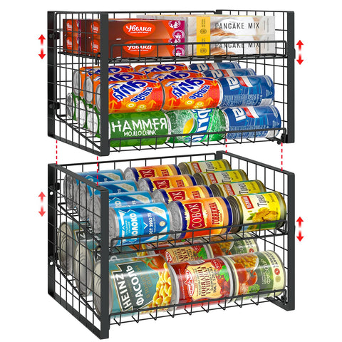 JKsmart organizador de latas de dos niveles para despensa, ahorro de espacio.