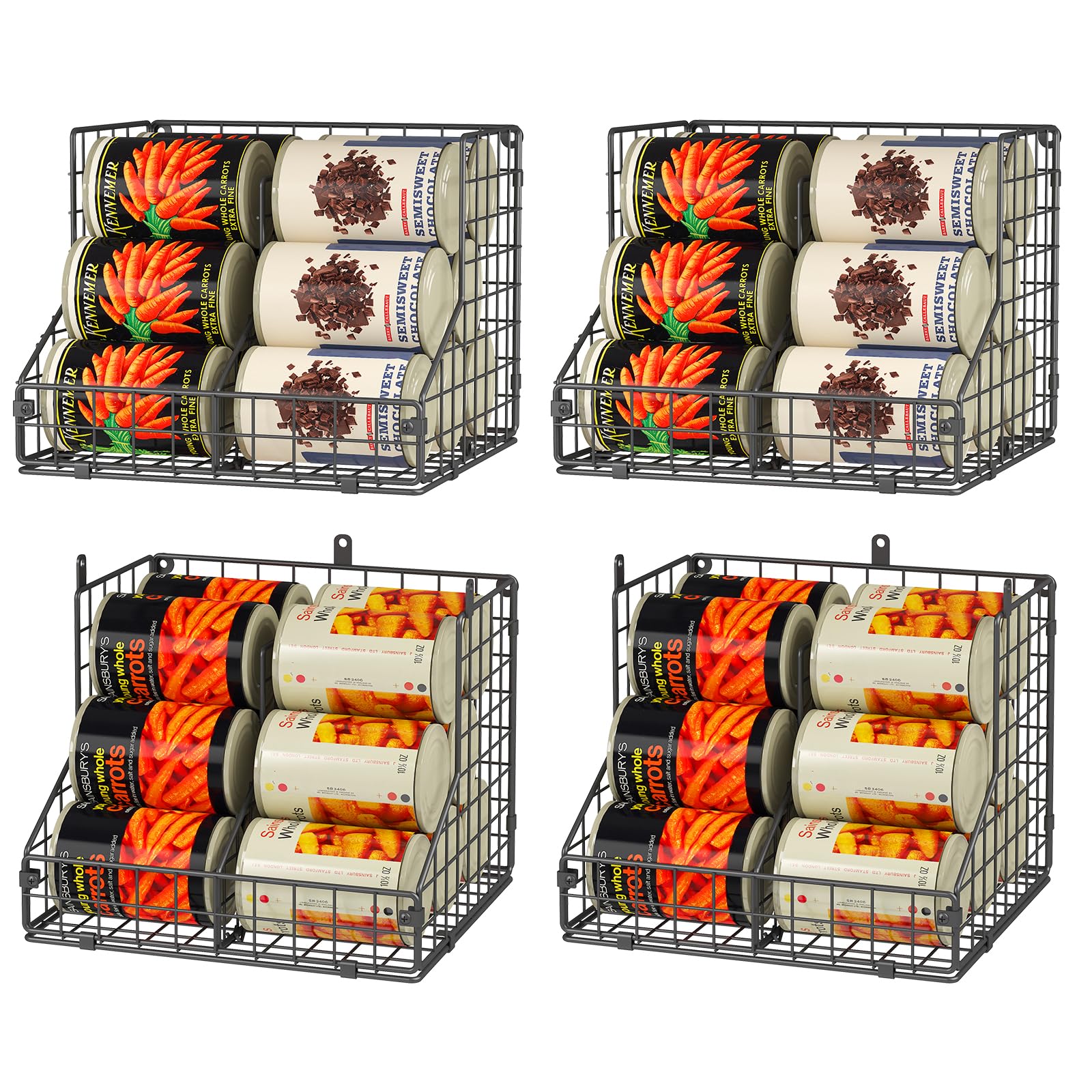 JKsmart organizador latas apilable de dos niveles para despensa, ahorra espacio.
