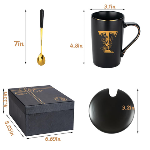 Taza inicial con flor Jmugmt, regalo especial para momentos memorables