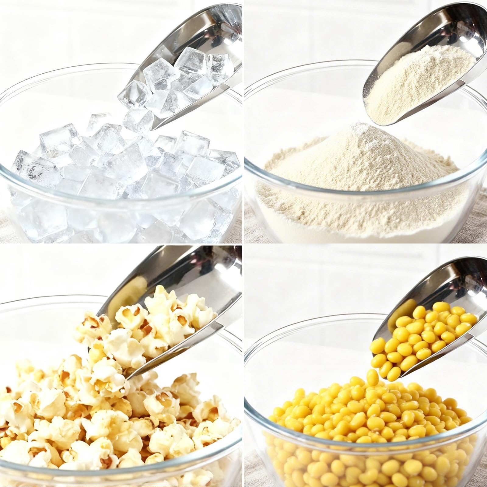 Versatilidad para servir hielo y alimentos secos con precisión.