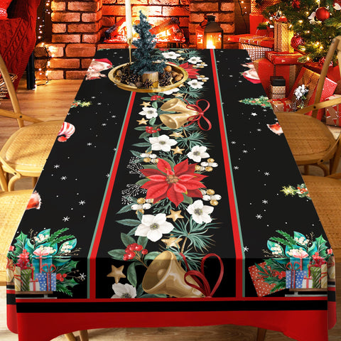 Mantel JNDJE Navidad poinsettia diseno original, añade color a la mesa.