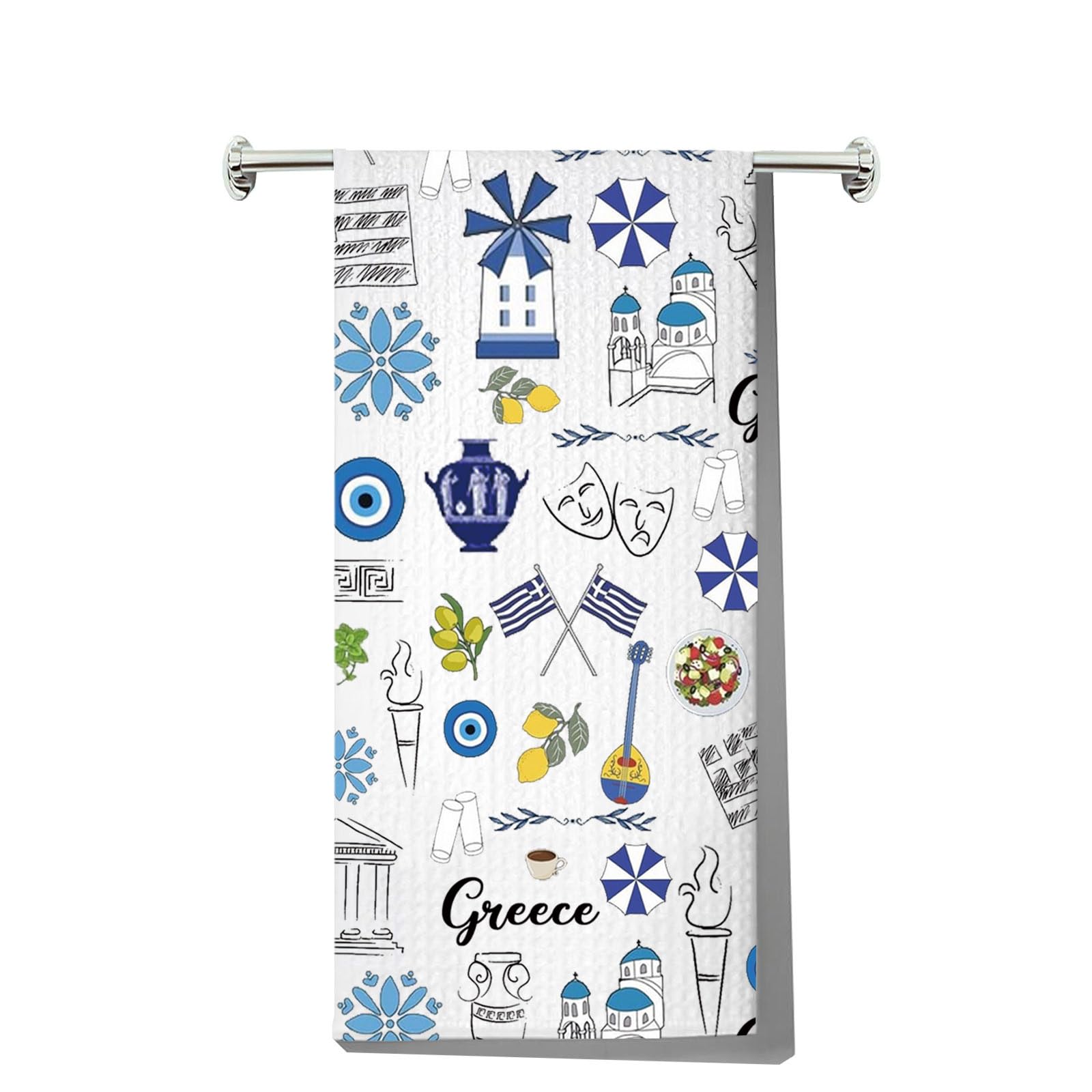 Toalla de cocina JNIAP Grecia con material suave y absorbente.