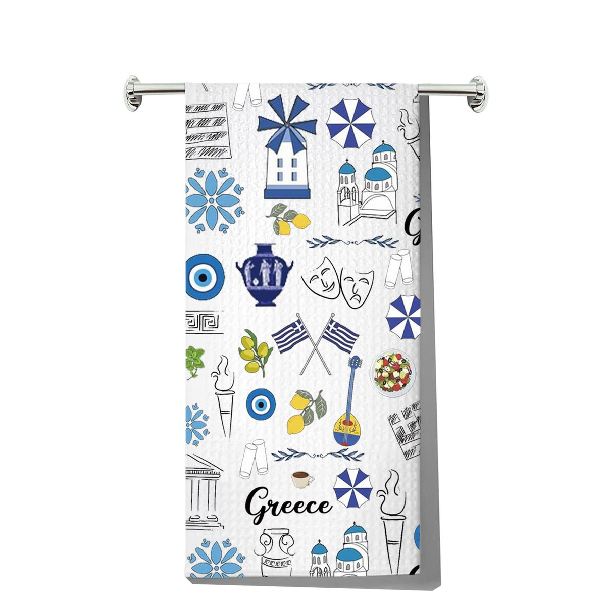 Toalla de cocina JNIAP Grecia con material suave y absorbente.