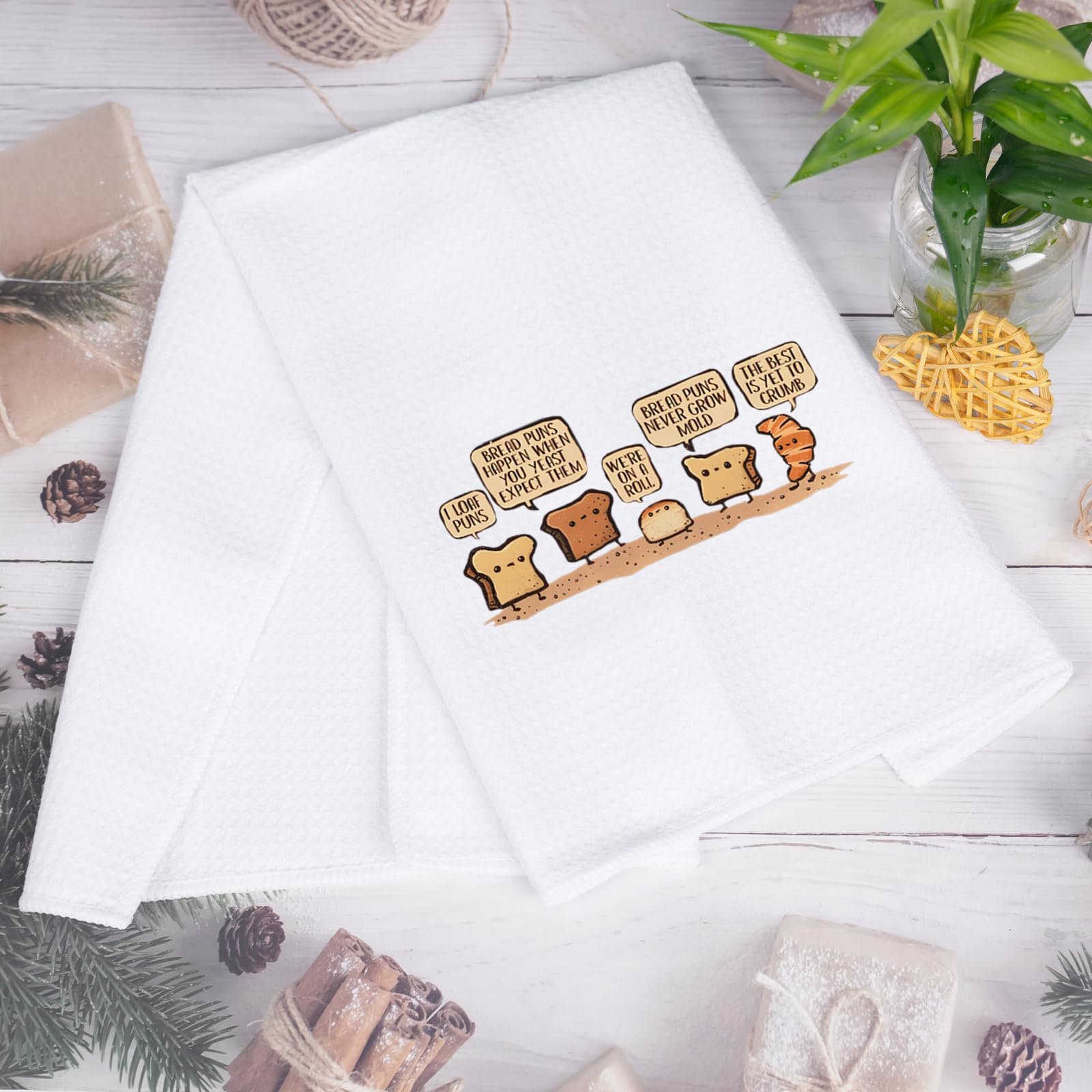 Toalla de cocina JNIAP pan divertido: decoración adorable para la mesa.