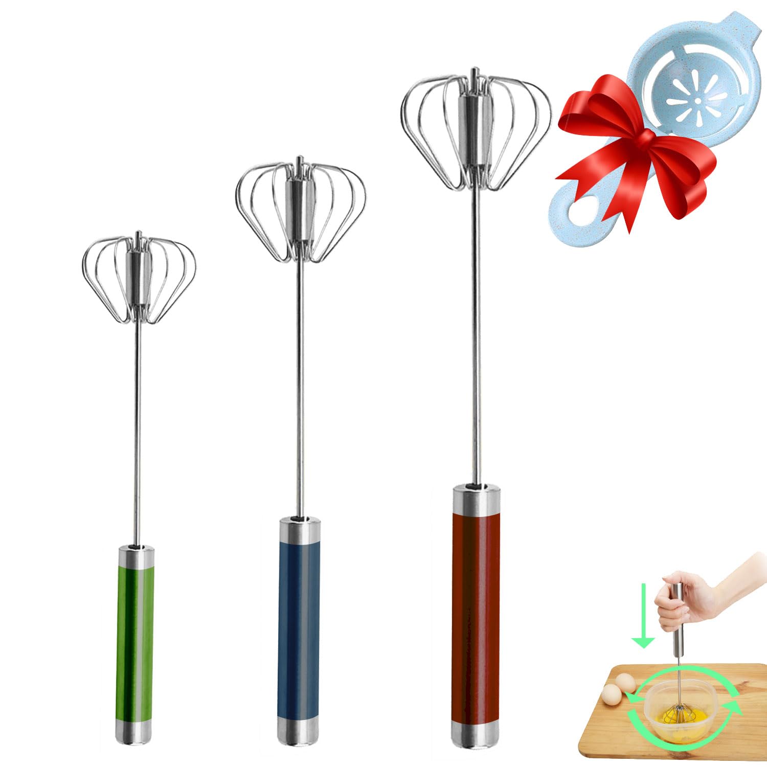 Batidora semiautomatica Jninexiu de 10 pulgadas para mezclar huevos y batidos con facilidad.
