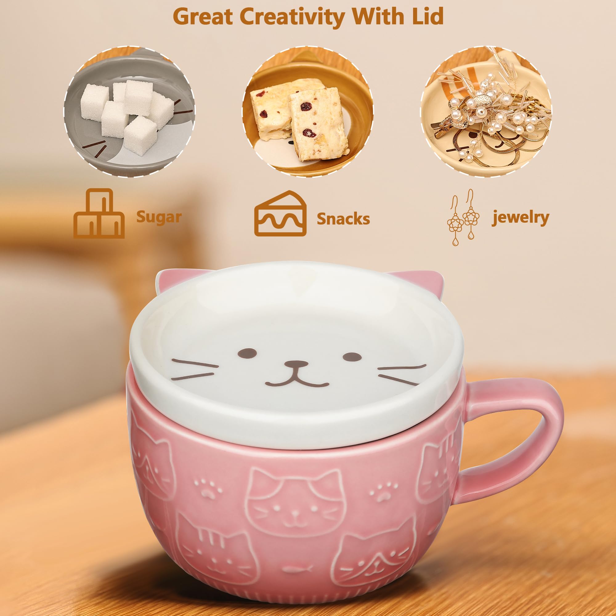Diseño kawaii de gato JNSMFC para alegrar la rutina matutina.
