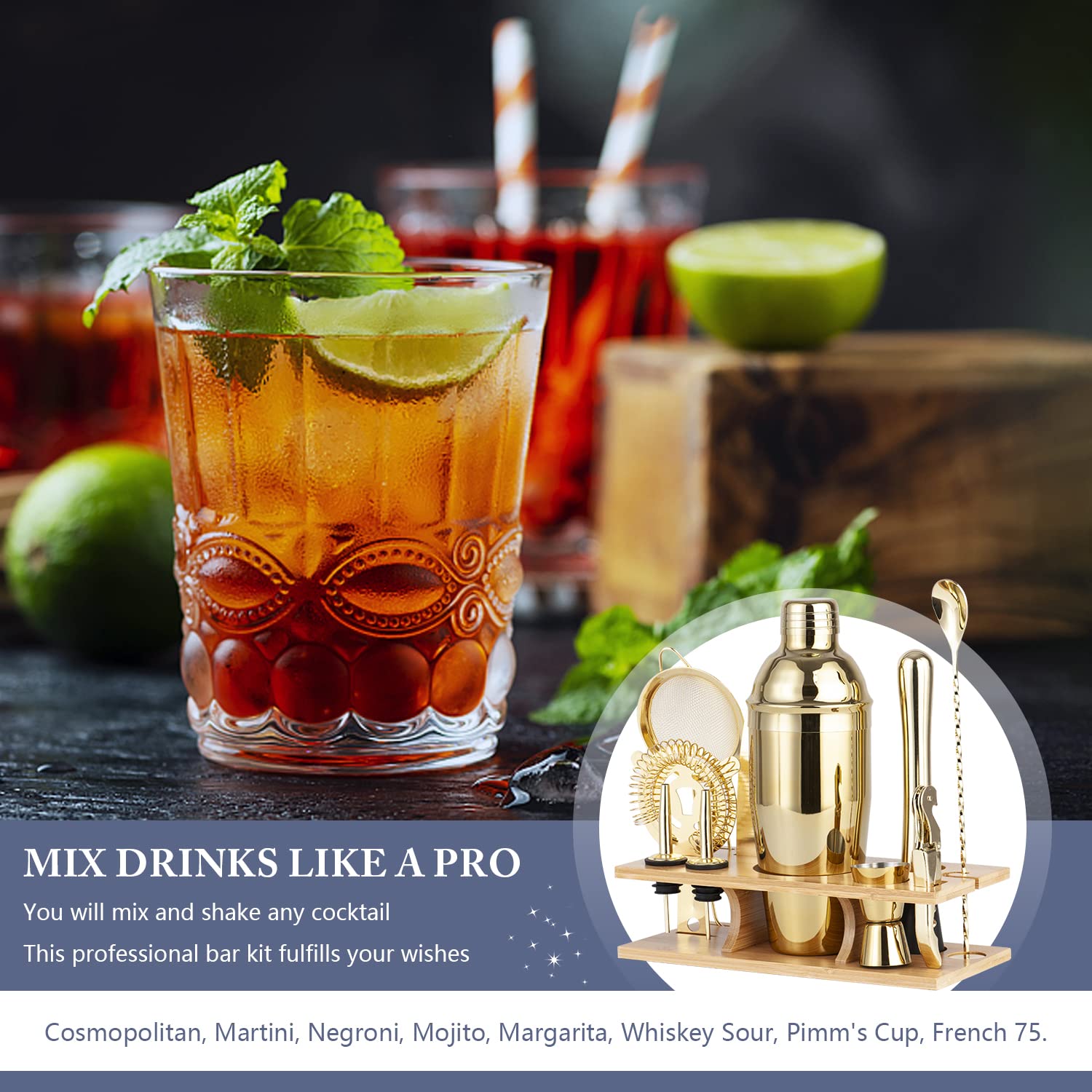JNWINOG colador de coctel dorado para filtrado suave