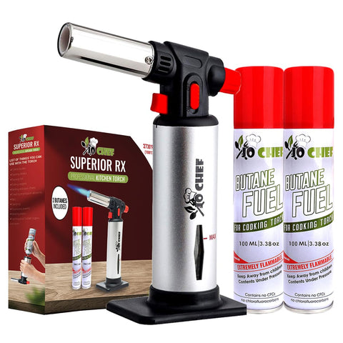 Jo Chef encendedor de cocina con llama ajustable para caramelizar con precisión.