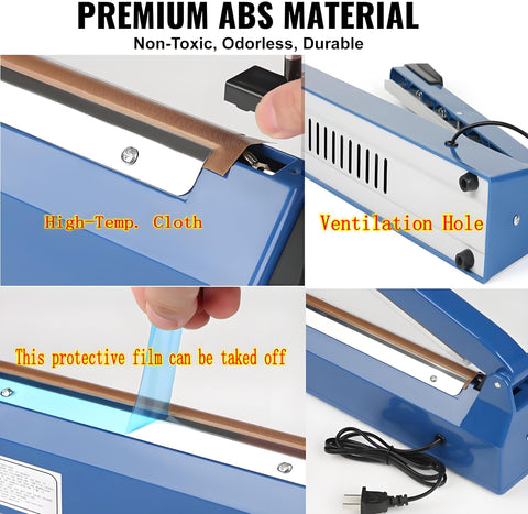 JOANAJO Impulse Sealer 16 pulgadas, carcasa ABS duradera y fácil de limpieza