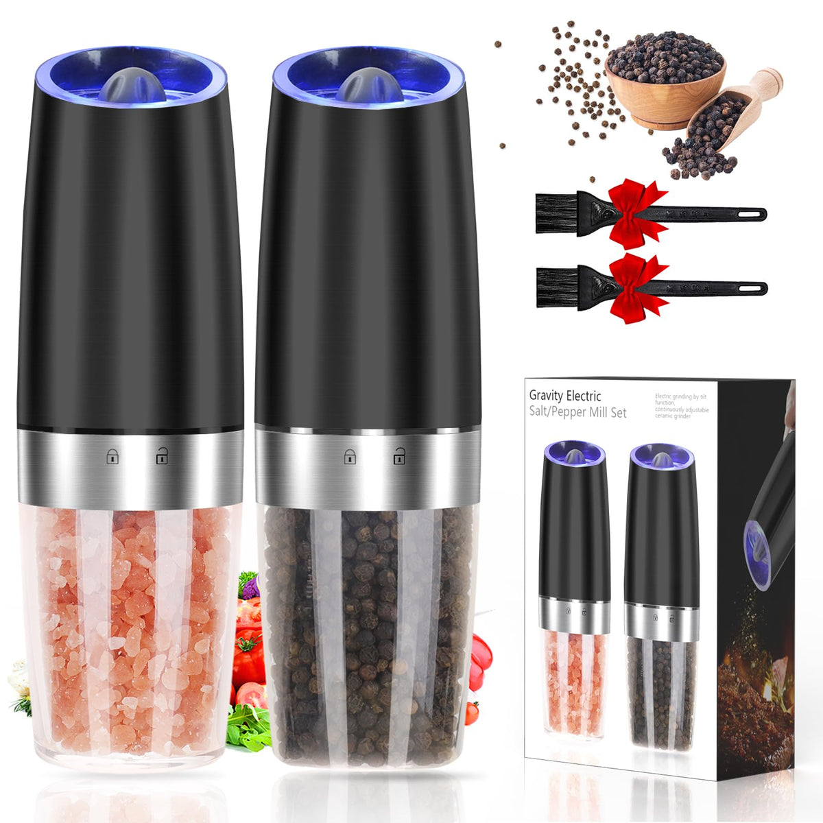 Molinillo automático de JobKIM& Gravity para uso con una mano en la cocina.