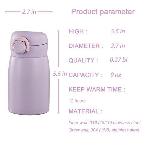 Jocoiot botella mini 9onzas tapa flip facilita beber con una sola mano