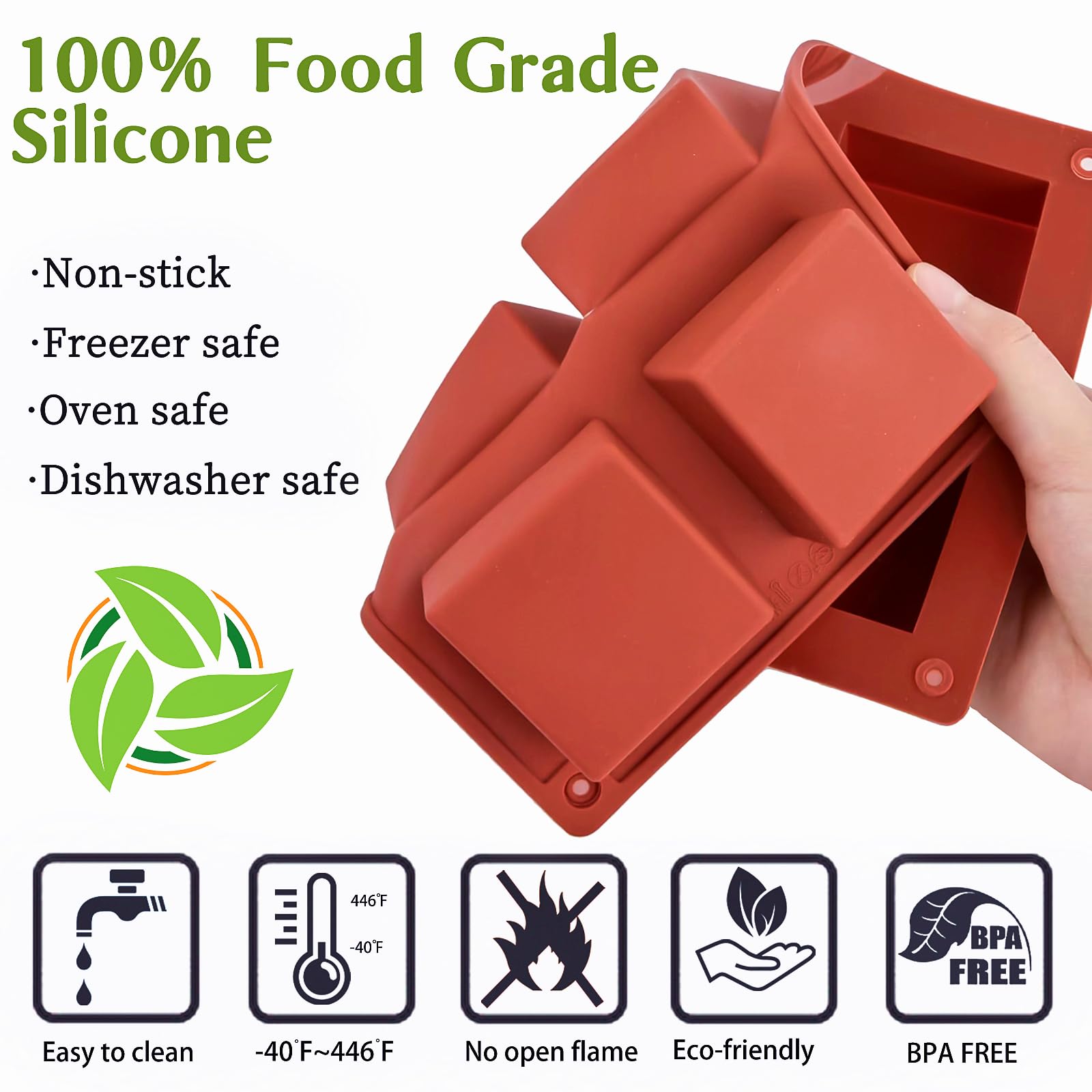 JOERSH molde de silicona 2x2 pulgadas, práctico para postres pequeños