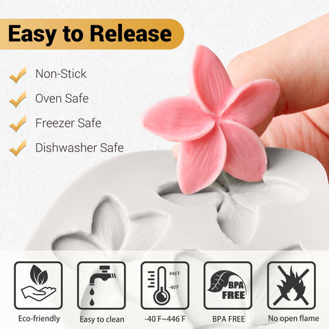 JOERSH molde silicona flor frangipani perfecto para flores comestibles.