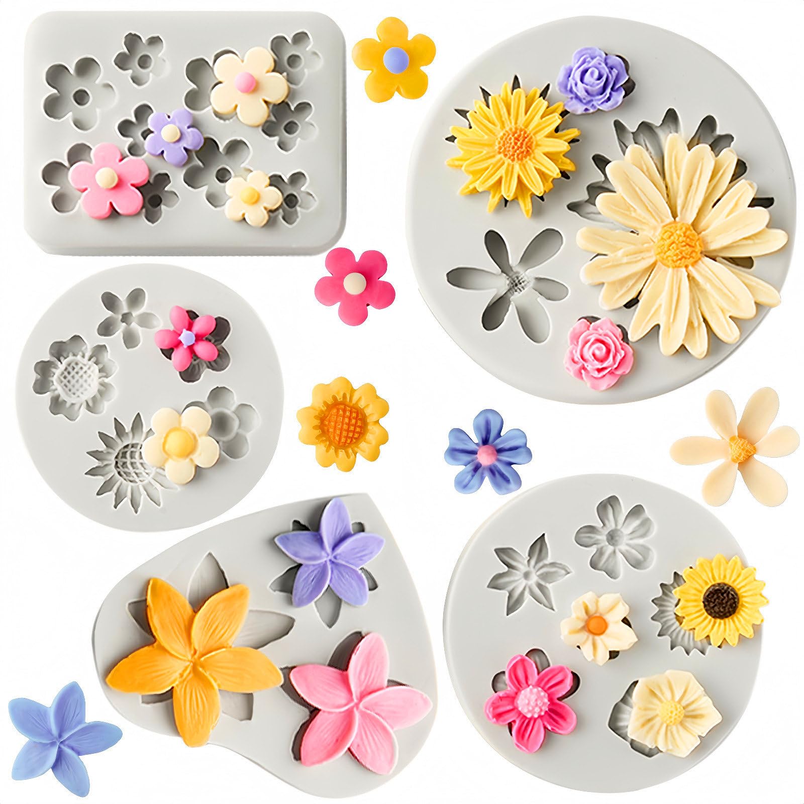 JOERSH moldes silicona flor margarita detalle para decorar pasteles.