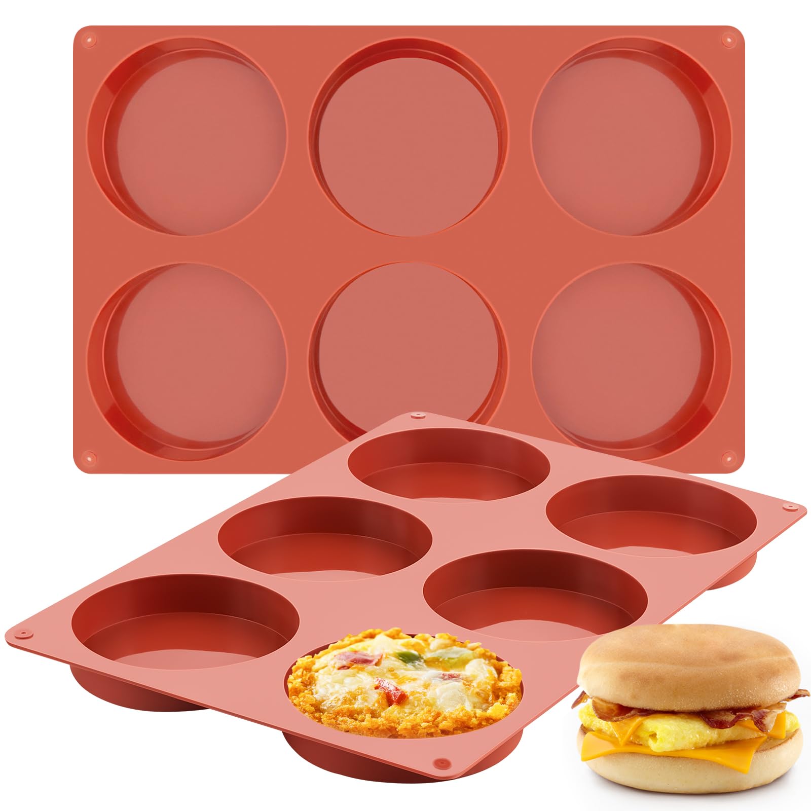 JOERSH molde silicona para huevo superior de 4 pulgadas, ideal para sándwiches de desayuno.