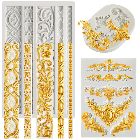JOERSH moldes barroco-scroll-borde para fondant con acabado elegante