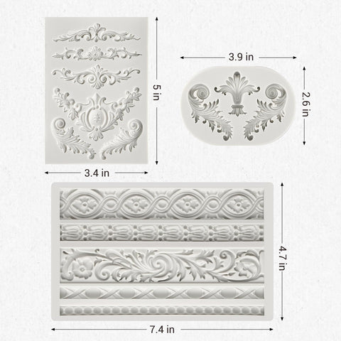 JOERSH moldes barroco-scroll-borde aptos para chocolate y azúcar con acabado fino