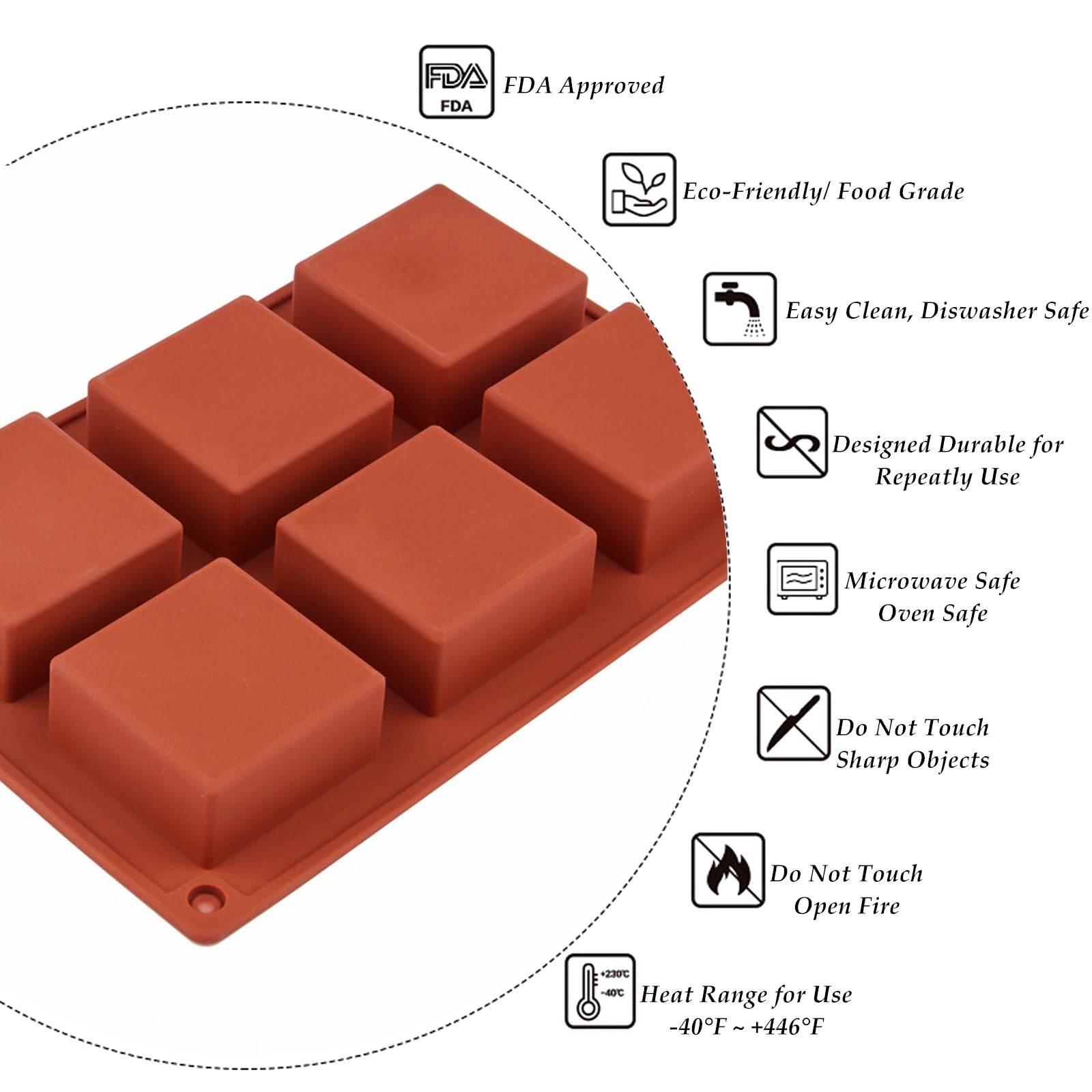 JOERSH juego de moldes 6 cavidades para postres y snacks