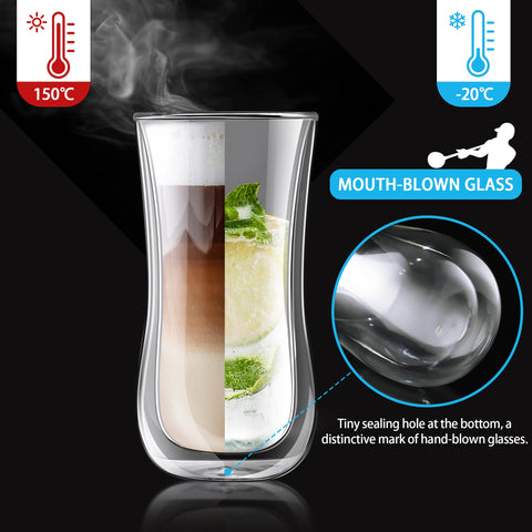 Vaso con resistencia térmica de borosilicato, apto para bebidas calientes y frías