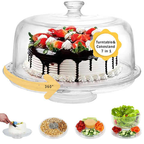 JOEY'Z plato rotatorio acrílico con tapa de 12 pulgadas, ideal para decorar y servir pasteles.