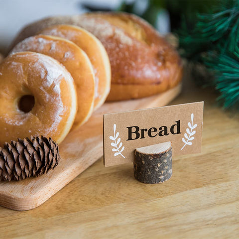 Tarjetas kraft Jofefe para mesas, señalización de menús y etiquetas de buffet.