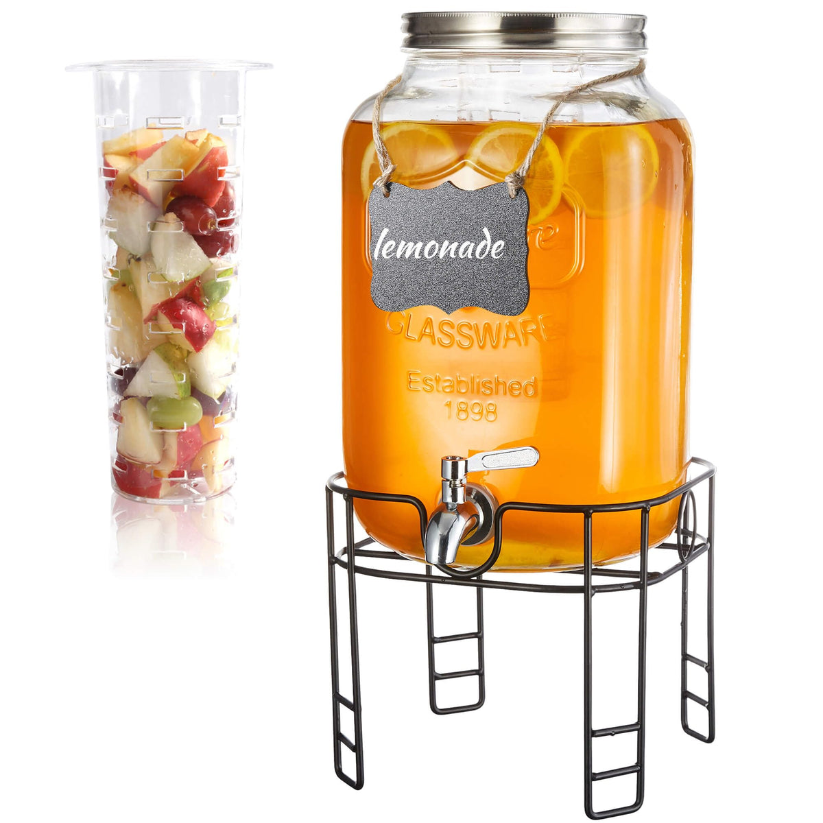 JOFUYU dispensador de vidrio 2 galones, ideal para bebidas frías en fiestas.